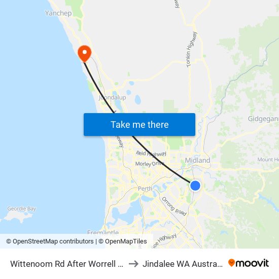 Wittenoom Rd After Worrell Av to Jindalee WA Australia map