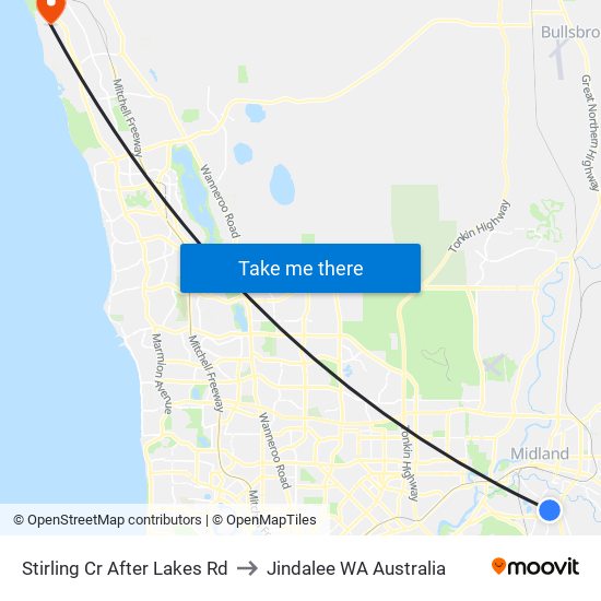 Stirling Cr After Lakes Rd to Jindalee WA Australia map