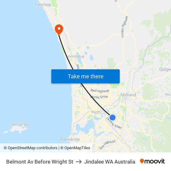 Belmont Av Before Wright St to Jindalee WA Australia map