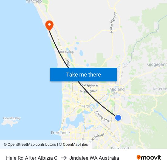 Hale Rd After Albizia Cl to Jindalee WA Australia map