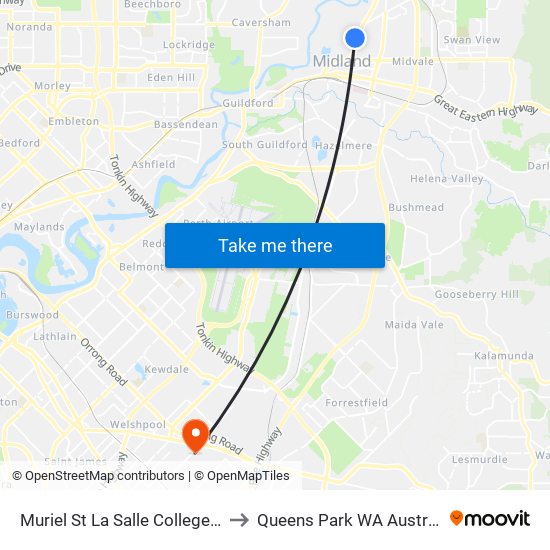 Muriel St La Salle College S1 to Queens Park WA Australia map