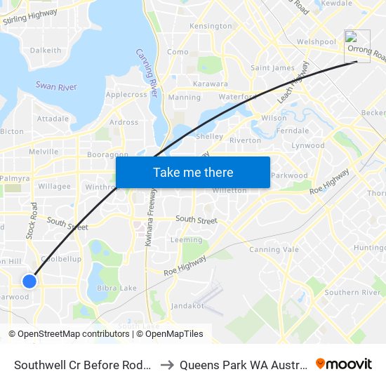 Southwell Cr Before Rodd Pl to Queens Park WA Australia map