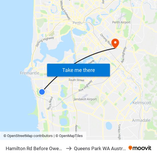 Hamilton Rd Before Owen Rd to Queens Park WA Australia map