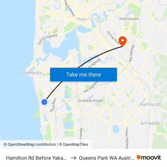 Hamilton Rd Before Yakas Rd to Queens Park WA Australia map