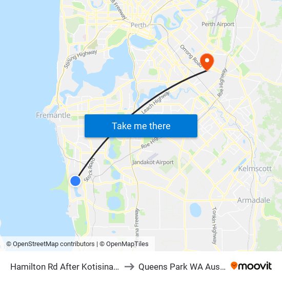 Hamilton Rd After Kotisina Gdns to Queens Park WA Australia map