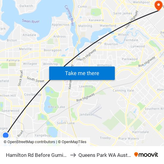 Hamilton Rd Before Gumina Pl to Queens Park WA Australia map