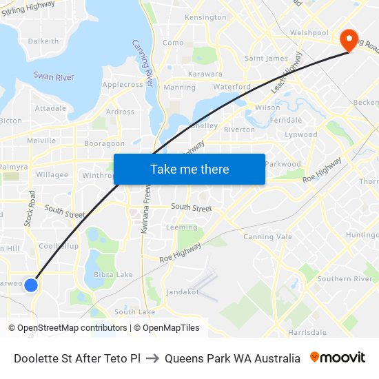 Doolette St After Teto Pl to Queens Park WA Australia map