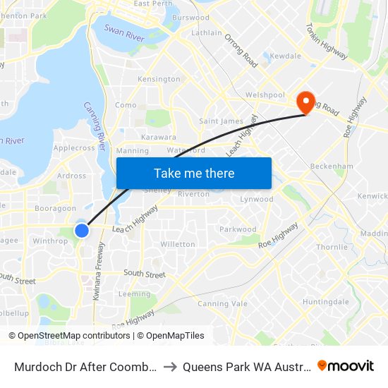 Murdoch Dr After Coombs Pl to Queens Park WA Australia map