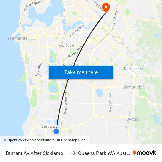 Durrant Av After Sicklemore Rd to Queens Park WA Australia map