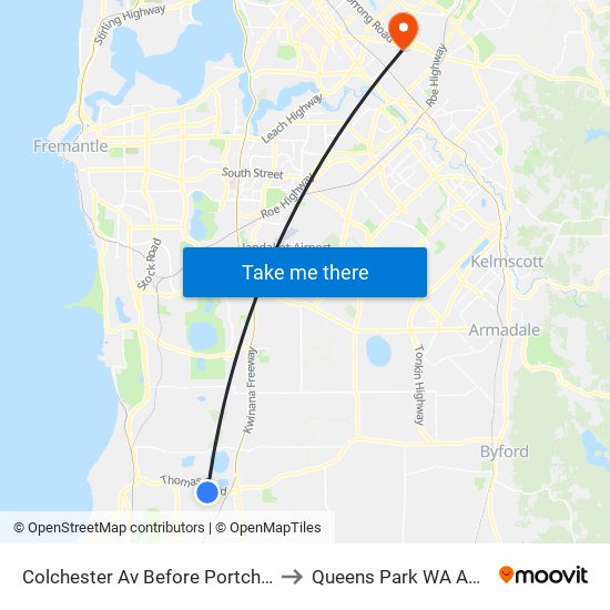 Colchester Av Before Portchester Av to Queens Park WA Australia map