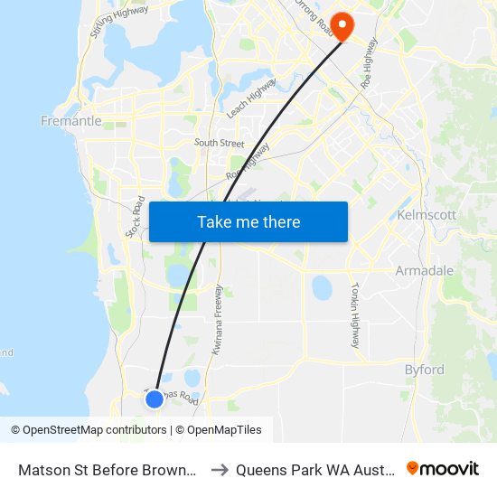 Matson St Before Brownell Cr to Queens Park WA Australia map