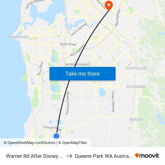 Warner Rd After Disney Rd to Queens Park WA Australia map