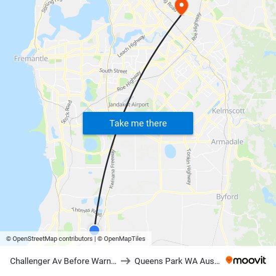 Challenger Av Before Warner Rd to Queens Park WA Australia map