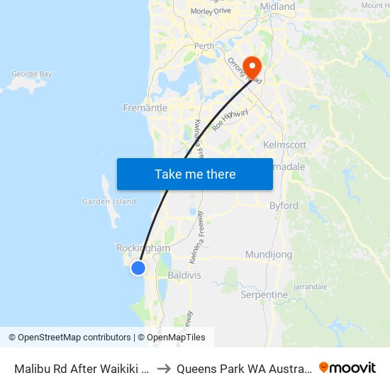 Malibu Rd After Waikiki Rd to Queens Park WA Australia map