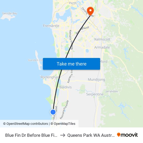 Blue Fin Dr Before Blue Fin Dr to Queens Park WA Australia map