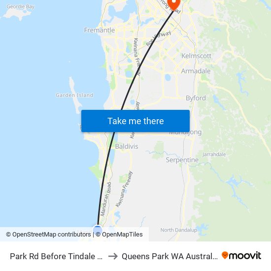 Park Rd Before Tindale St to Queens Park WA Australia map