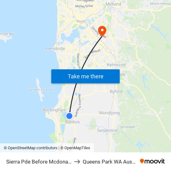 Sierra Pde Before Mcdonald Rd to Queens Park WA Australia map