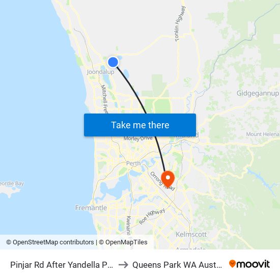 Pinjar Rd After Yandella Prom to Queens Park WA Australia map