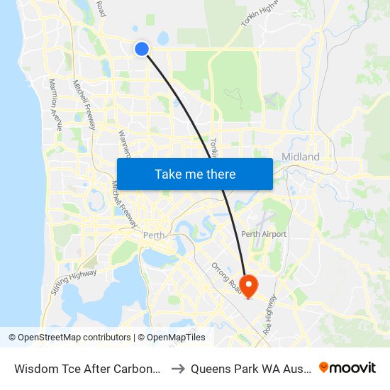 Wisdom Tce After Carbonate Rd to Queens Park WA Australia map