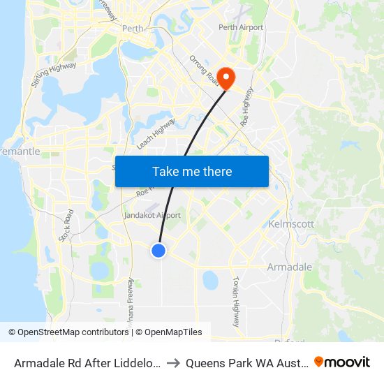 Armadale Rd After Liddelow Rd to Queens Park WA Australia map