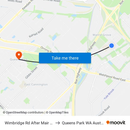 Wimbridge Rd After Mair Lane to Queens Park WA Australia map