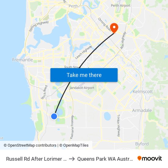 Russell Rd After Lorimer Rd to Queens Park WA Australia map