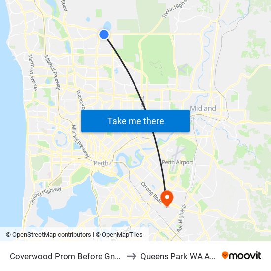 Coverwood Prom Before Gnangara Rd to Queens Park WA Australia map