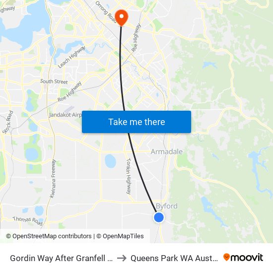 Gordin Way After Granfell Way to Queens Park WA Australia map