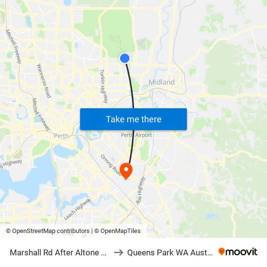 Marshall Rd After Altone Road to Queens Park WA Australia map