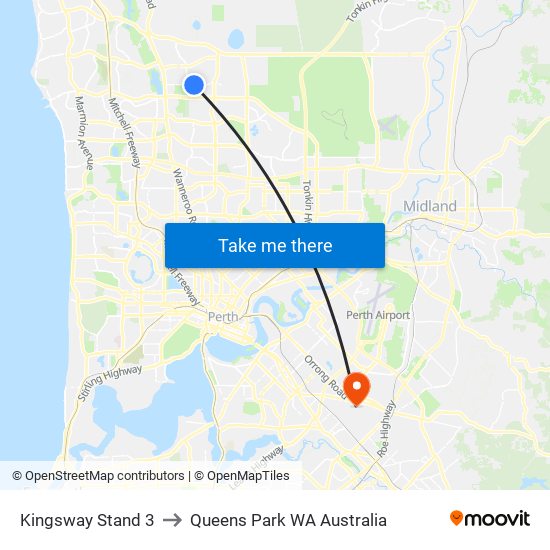 Kingsway   Stand 3 to Queens Park WA Australia map