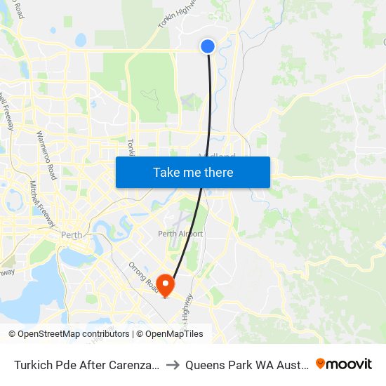 Turkich Pde After Carenza Link to Queens Park WA Australia map