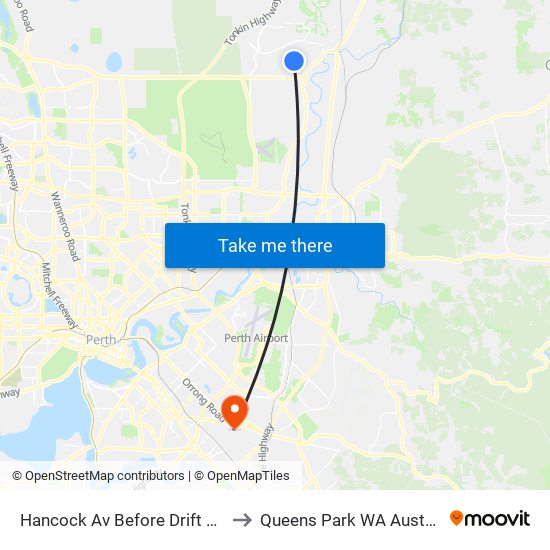 Hancock Av Before Drift Lane to Queens Park WA Australia map