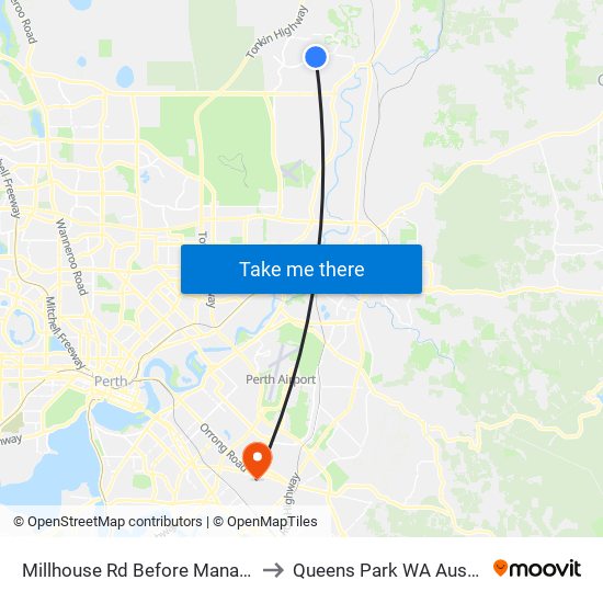 Millhouse Rd Before Mana Lane to Queens Park WA Australia map