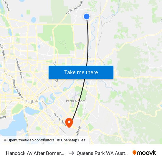 Hancock Av After Bomere CH to Queens Park WA Australia map