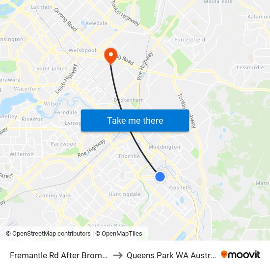 Fremantle Rd After Brome St to Queens Park WA Australia map