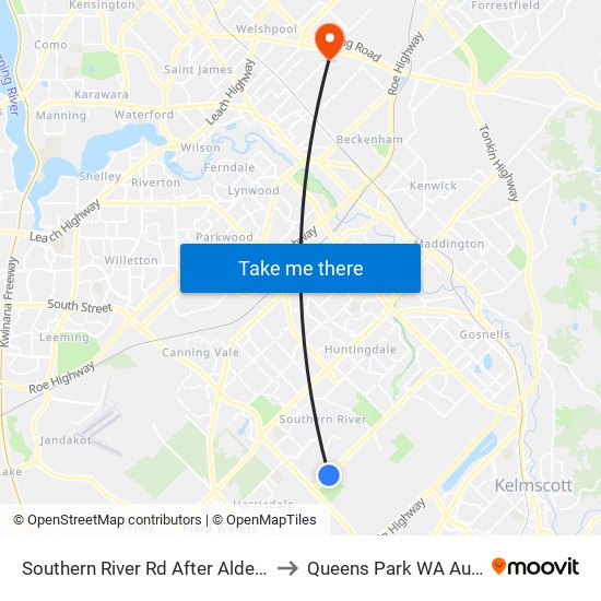 Southern River Rd After Aldenham Dr to Queens Park WA Australia map