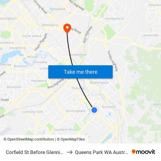 Corfield St Before Glennis Cl to Queens Park WA Australia map