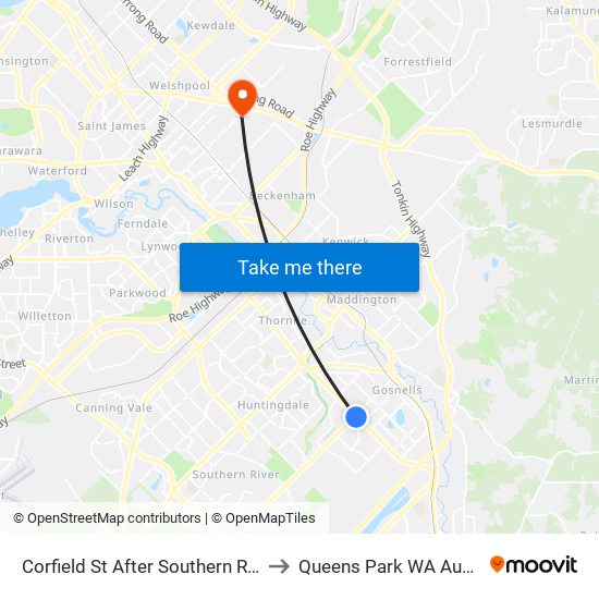 Corfield St After Southern River Rd to Queens Park WA Australia map