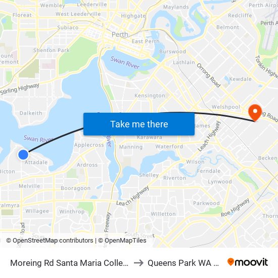 Moreing Rd Santa Maria College Stamd 1 to Queens Park WA Australia map