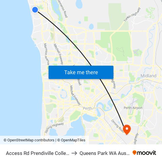 Access Rd Prendiville College S1 to Queens Park WA Australia map