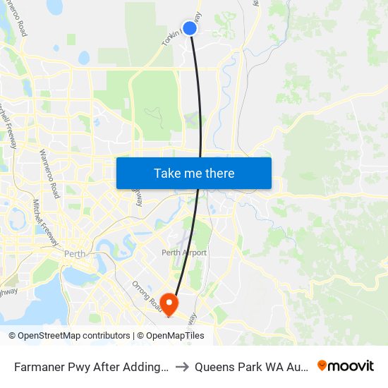 Farmaner Pwy After Addingham Dr to Queens Park WA Australia map