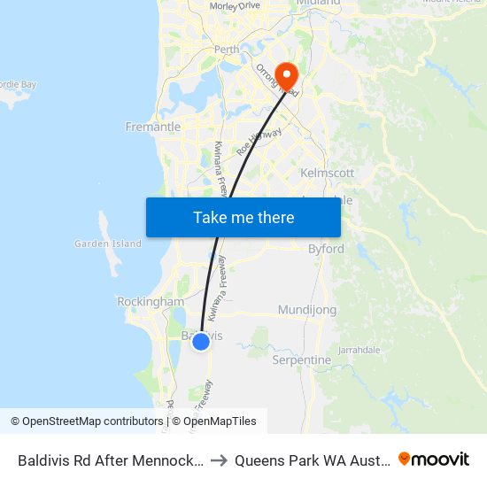 Baldivis Rd After Mennock App to Queens Park WA Australia map