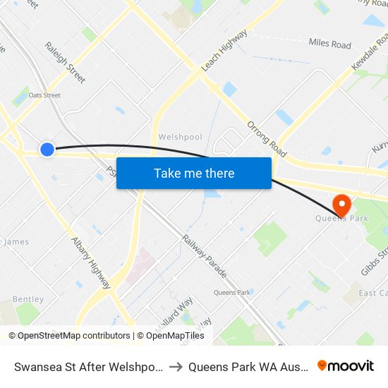 Swansea St After Welshpool Rd to Queens Park WA Australia map