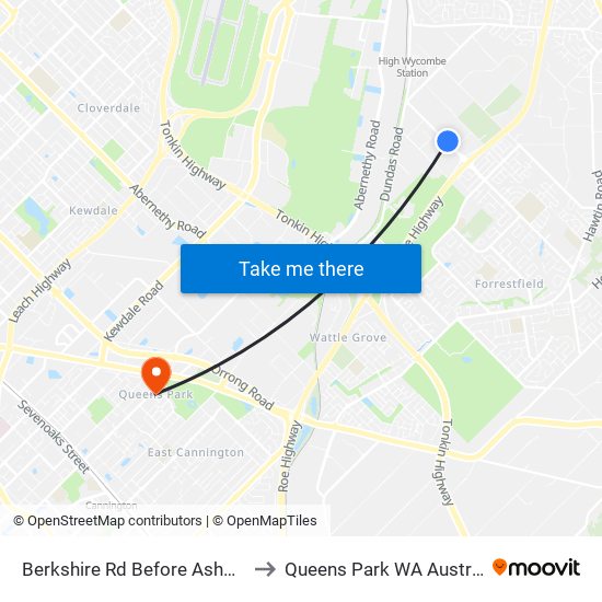 Berkshire Rd Before Ashby Cl to Queens Park WA Australia map