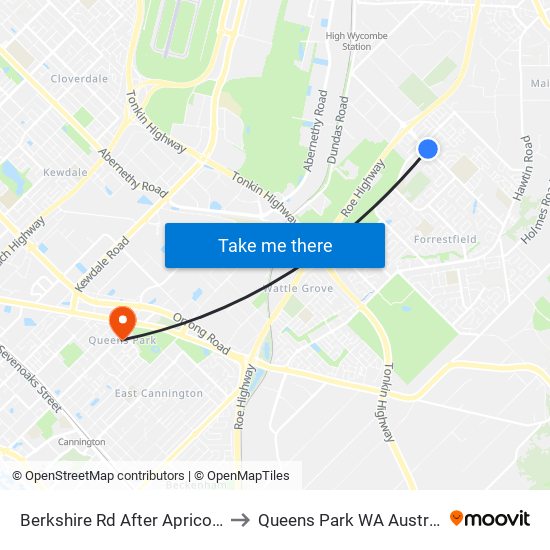 Berkshire Rd After Apricot St to Queens Park WA Australia map
