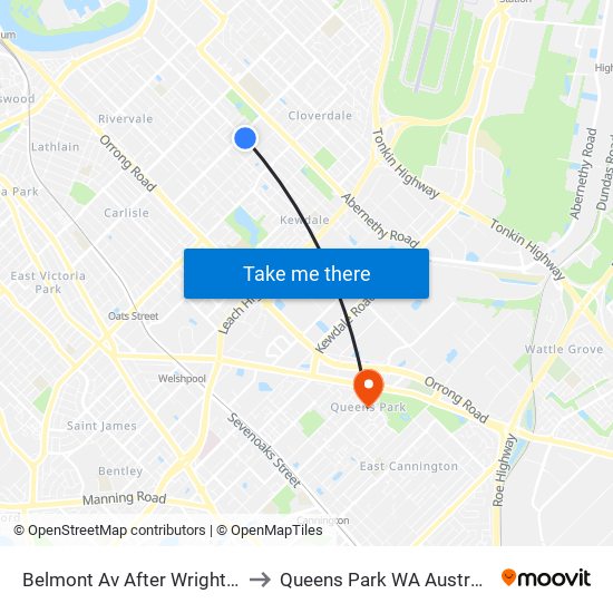 Belmont Av After Wright St to Queens Park WA Australia map