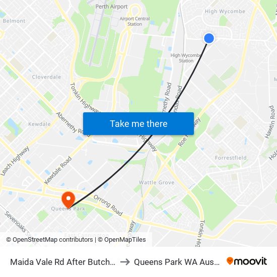 Maida Vale Rd After Butcher Rd to Queens Park WA Australia map
