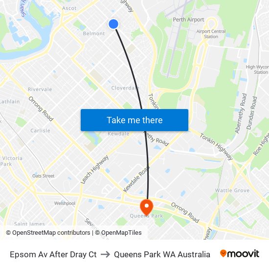 Epsom Av After Dray Ct to Queens Park WA Australia map