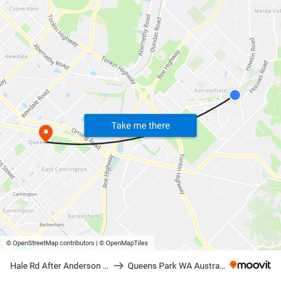 Hale Rd After Anderson Rd to Queens Park WA Australia map