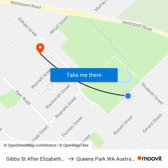 Gibbs St After Elizabeth St to Queens Park WA Australia map